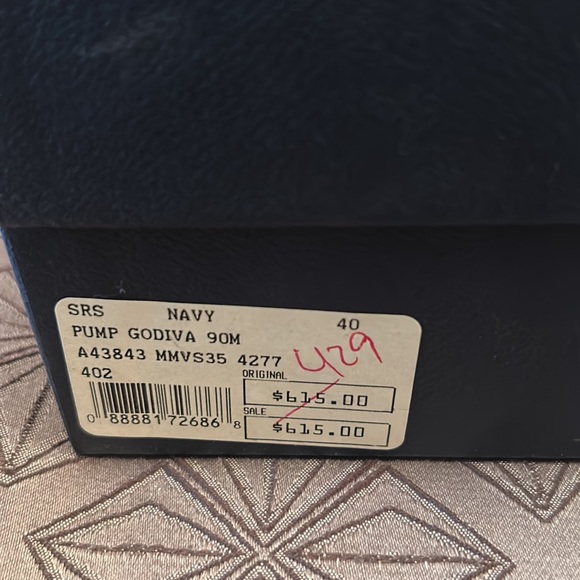 SERGIO ROSSI NAVY LEATHER PUMPS - Picture 4 of 4